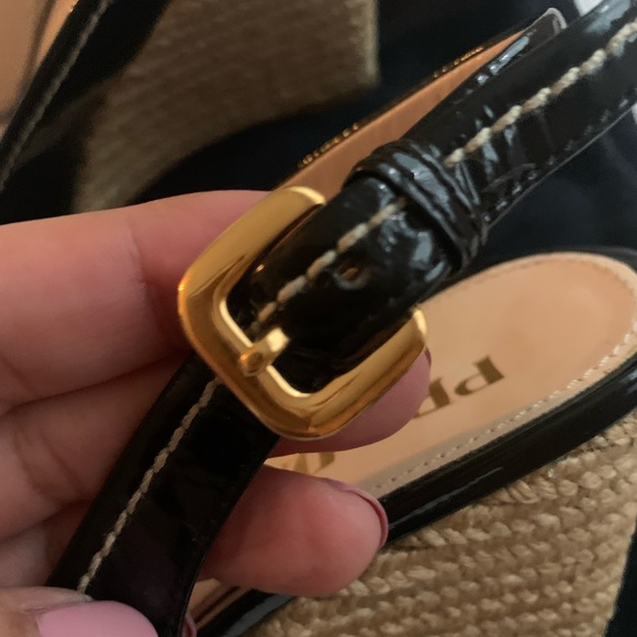 Prada Patton leather sling back wedge. - Picture 6 of 10
